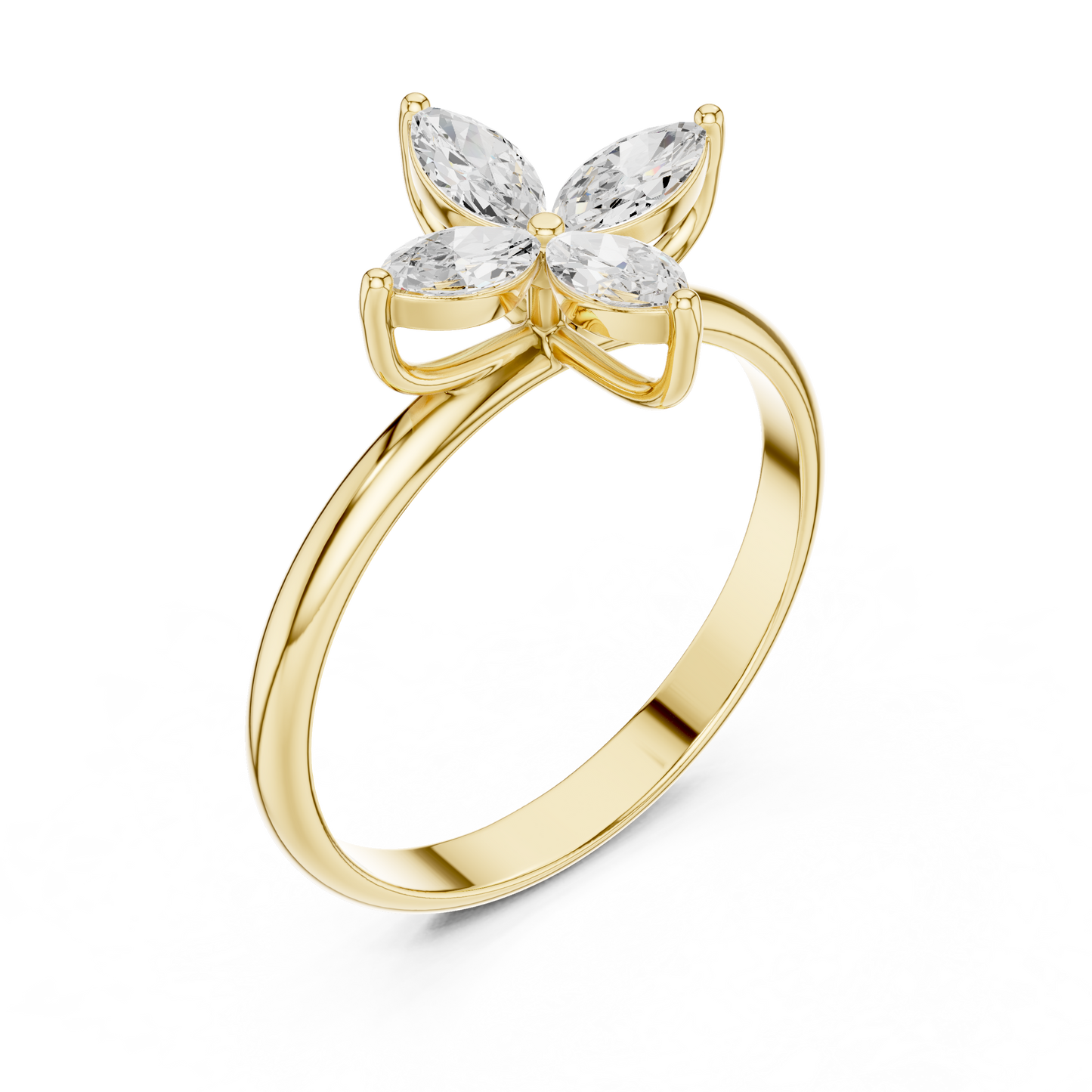 0.41 Carat Marquise Cut Diamond Cross Flower Cluster Ring | Solid Gold