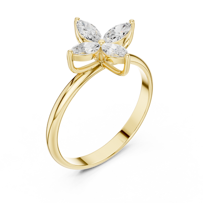 0.41 Carat Marquise Cut Diamond Cross Flower Cluster Ring | Solid Gold