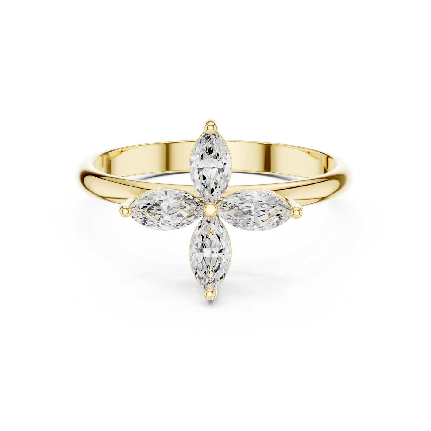 0.41 Carat Marquise Cut Diamond Cross Flower Cluster Ring | Solid Gold