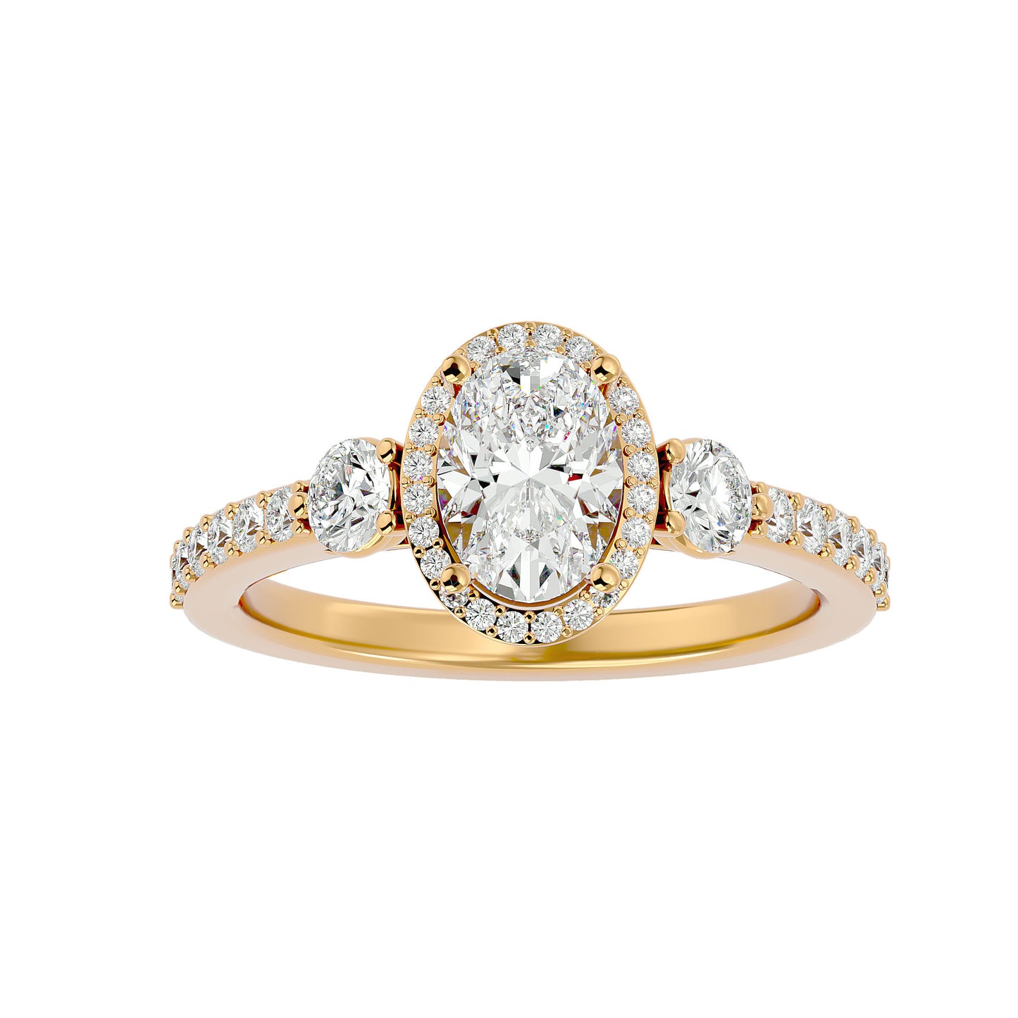 Lumière Beautiful Halo Ring- 1.95 Ct Round Diamond Gold Ring