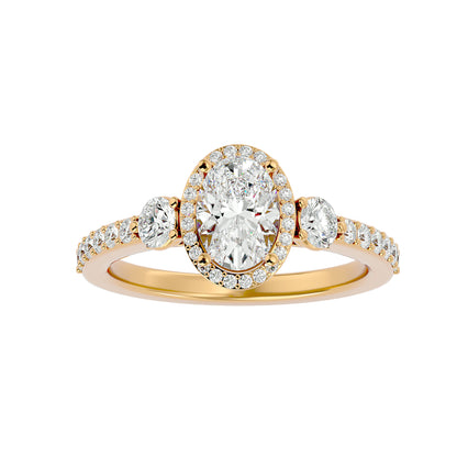 Lumière Beautiful Halo Ring- 1.95 Ct Round Diamond Gold Ring