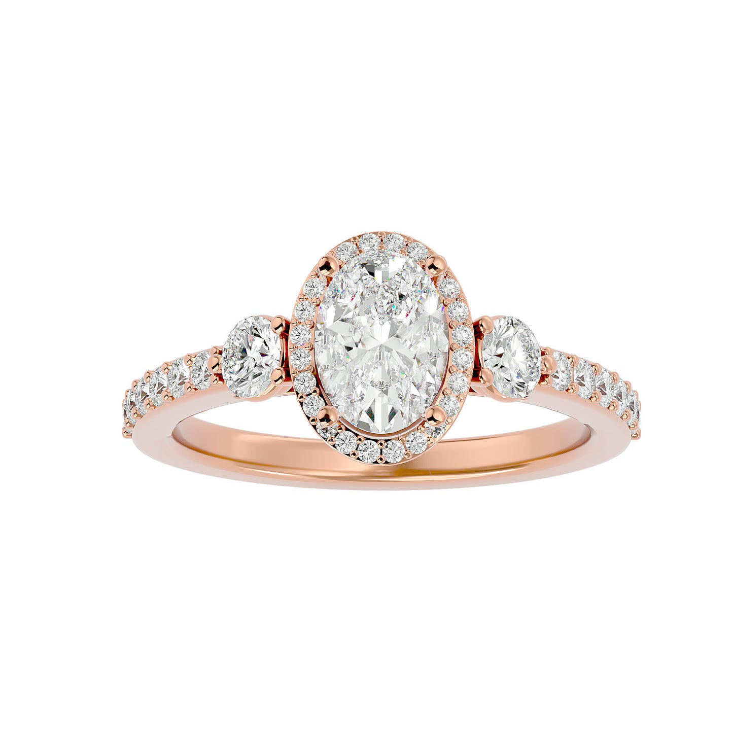 Lumière Beautiful Halo Ring- 1.95 Ct Round Diamond Gold Ring