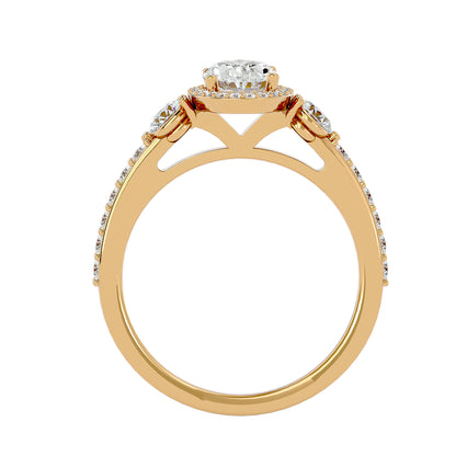 Lumière Beautiful Halo Ring- 1.95 Ct Round Diamond Gold Ring