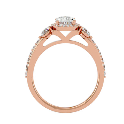 Lumière Beautiful Halo Ring- 1.95 Ct Round Diamond Gold Ring