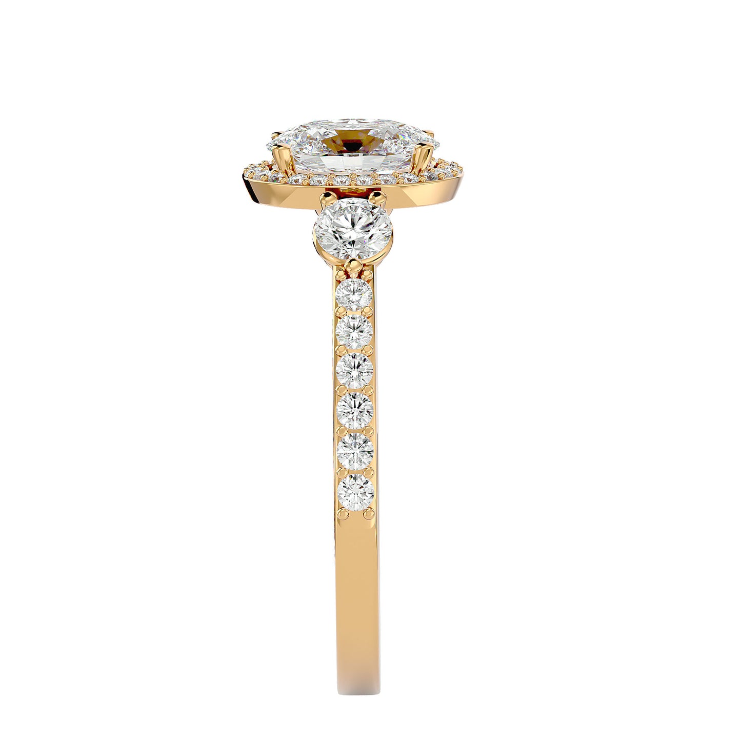 Lumière Beautiful Halo Ring- 1.95 Ct Round Diamond Gold Ring