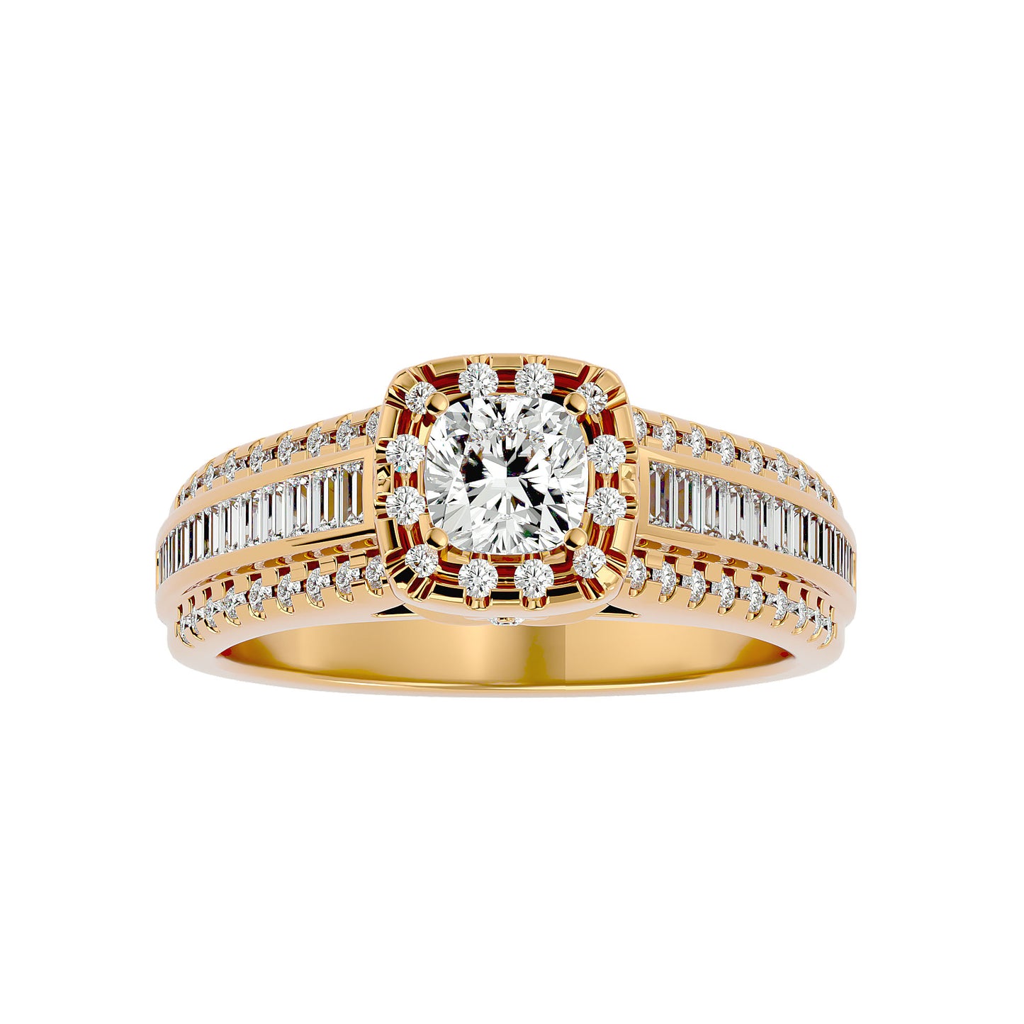Lumière Beautiful Halo Ring- 1.15 Ct Round Diamond Gold Ring