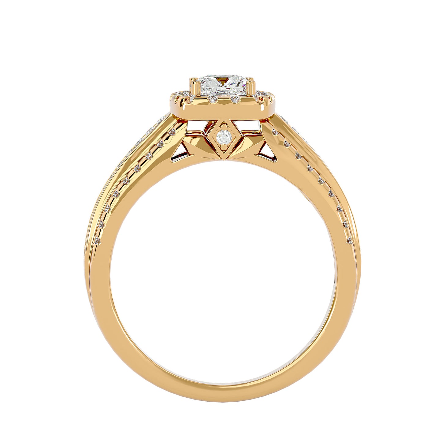 Lumière Beautiful Halo Ring- 1.15 Ct Round Diamond Gold Ring