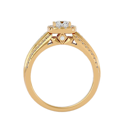 Lumière Beautiful Halo Ring- 1.15 Ct Round Diamond Gold Ring