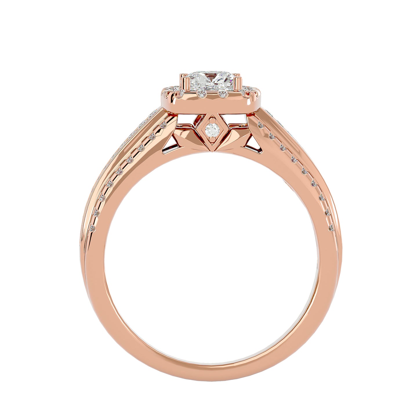 Lumière Beautiful Halo Ring- 1.15 Ct Round Diamond Gold Ring