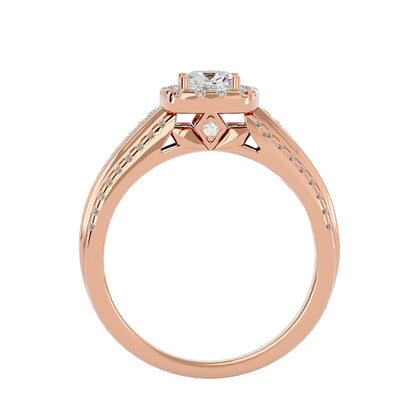 Lumière Beautiful Halo Ring- 1.15 Ct Round Diamond Gold Ring