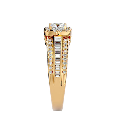 Lumière Beautiful Halo Ring- 1.15 Ct Round Diamond Gold Ring