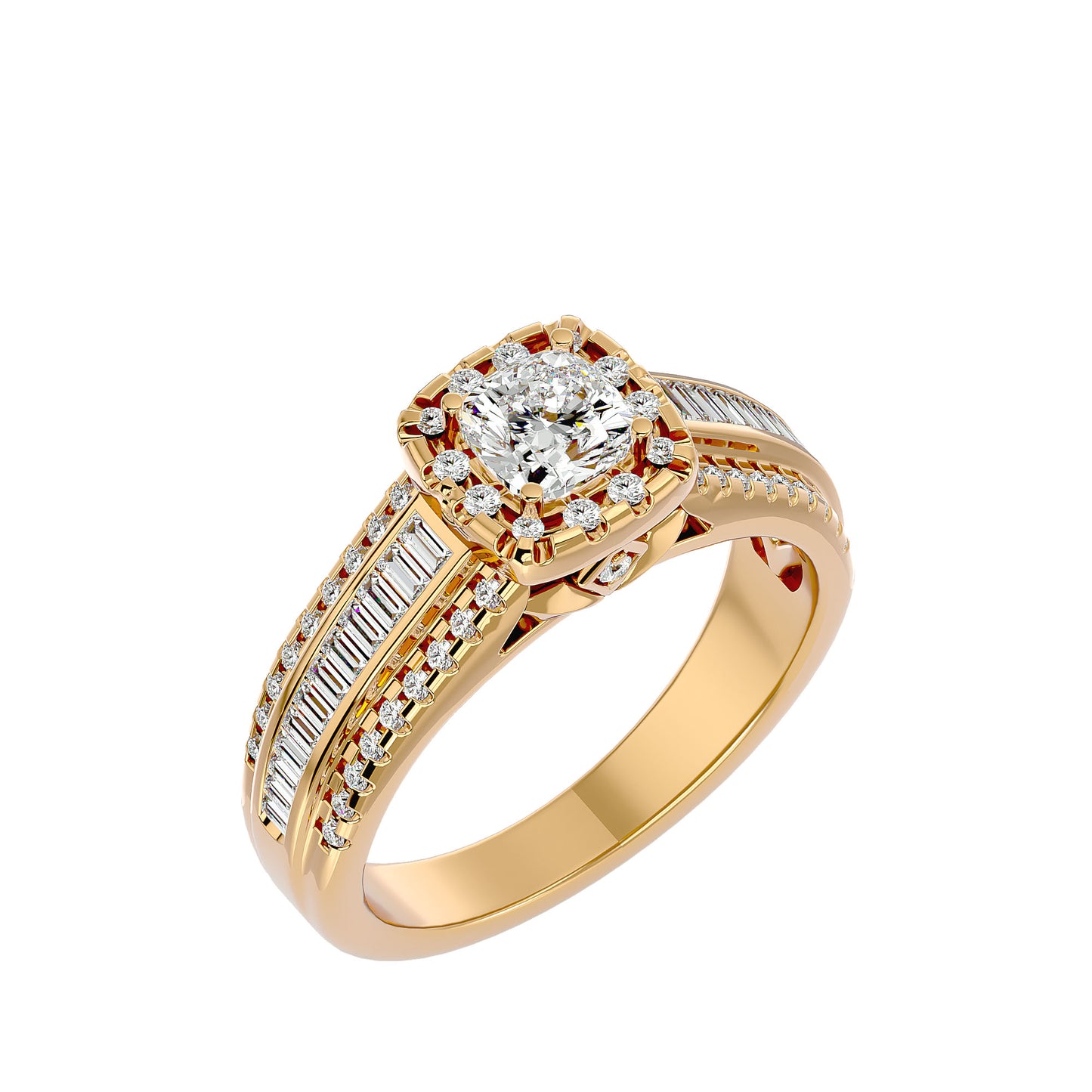 Lumière Beautiful Halo Ring- 1.15 Ct Round Diamond Gold Ring