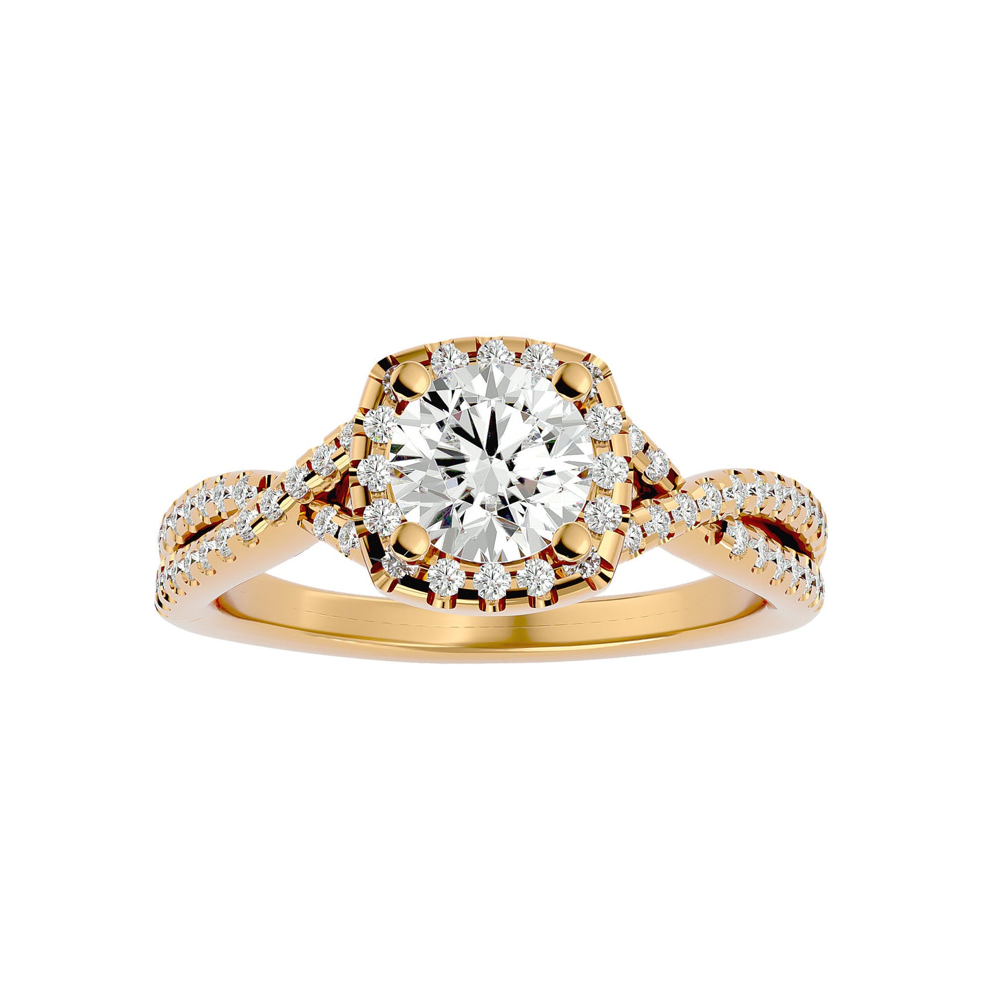 Lumière  Halo Ring- 1.35 Ct Round Diamond Gold Ring