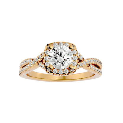 Lumière  Halo Ring- 1.35 Ct Round Diamond Gold Ring