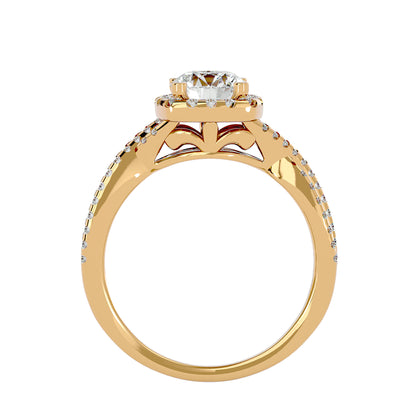 Lumière  Halo Ring- 1.35 Ct Round Diamond Gold Ring