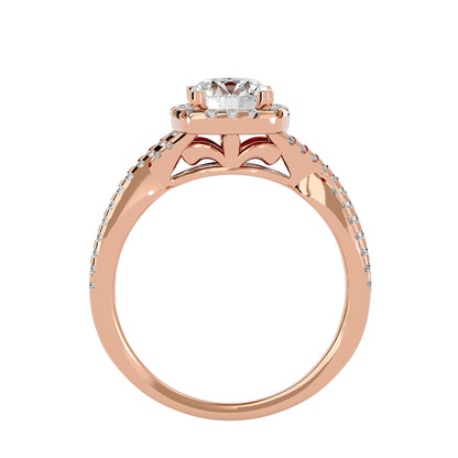 Lumière  Halo Ring- 1.35 Ct Round Diamond Gold Ring