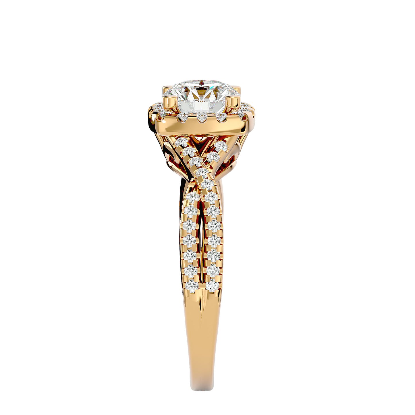 Lumière  Halo Ring- 1.35 Ct Round Diamond Gold Ring