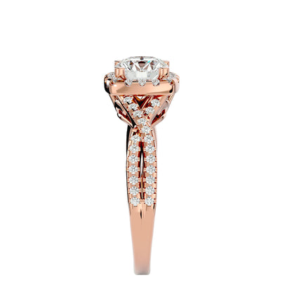 Lumière  Halo Ring- 1.35 Ct Round Diamond Gold Ring