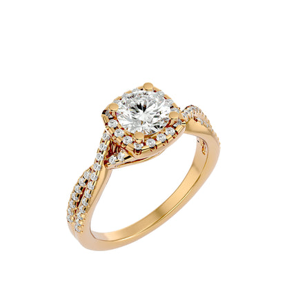 Lumière  Halo Ring- 1.35 Ct Round Diamond Gold Ring