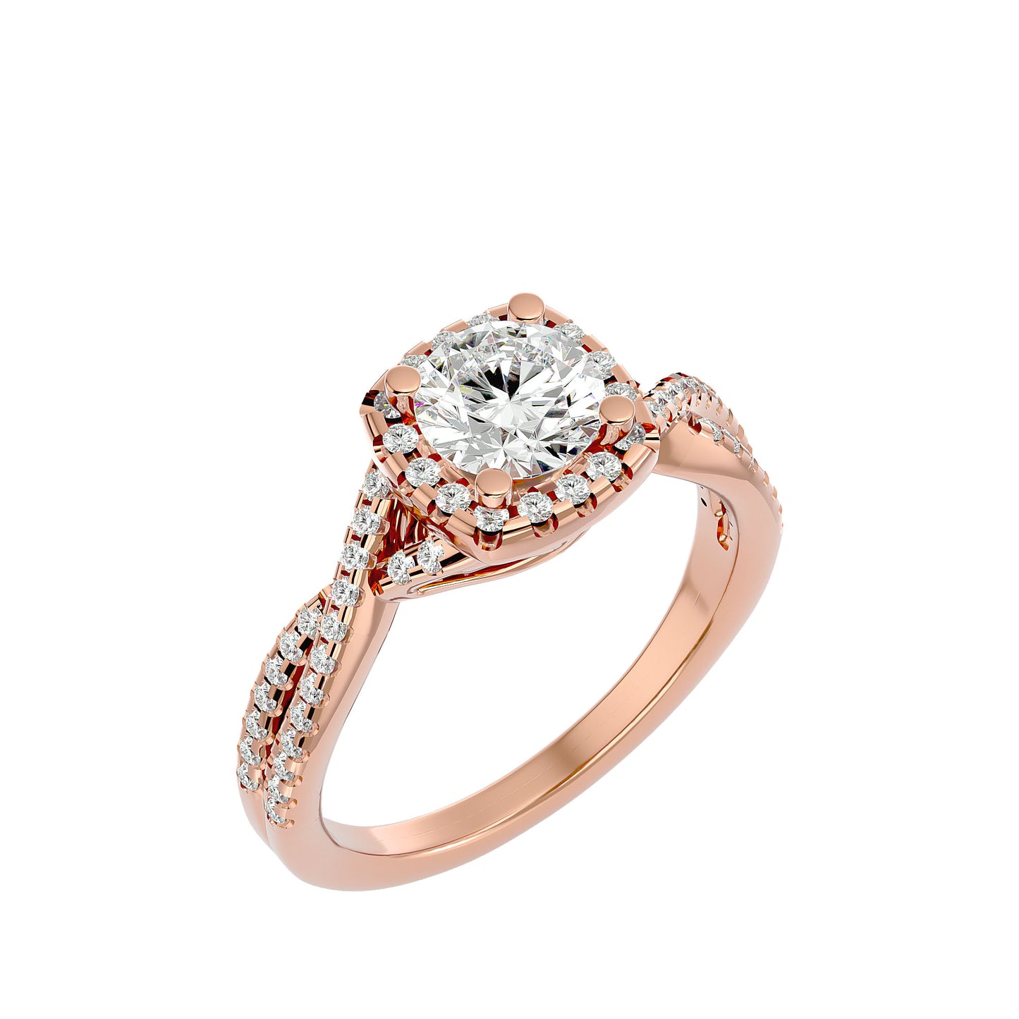 Lumière  Halo Ring- 1.35 Ct Round Diamond Gold Ring