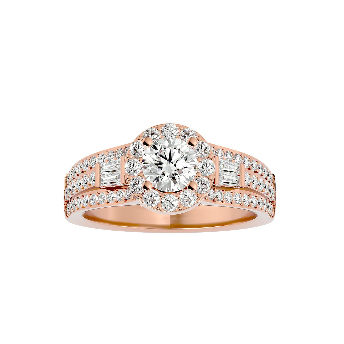 Lumière Beautiful Halo Ring- 1.49 Ct Round Diamond Gold Ring