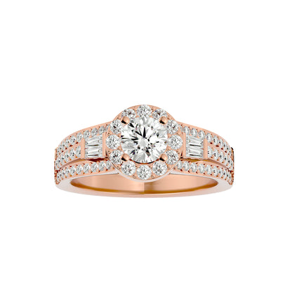 Lumière Beautiful Halo Ring- 1.49 Ct Round Diamond Gold Ring