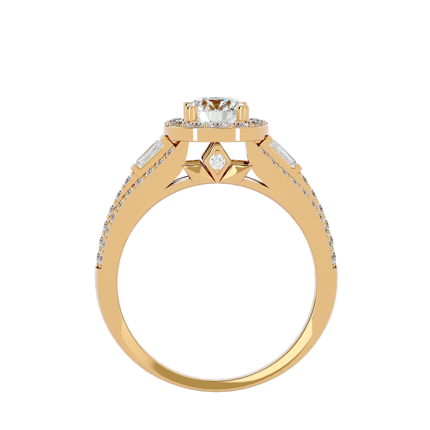 Lumière Beautiful Halo Ring- 1.49 Ct Round Diamond Gold Ring
