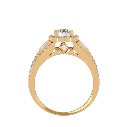 Lumière Beautiful Halo Ring- 1.49 Ct Round Diamond Gold Ring