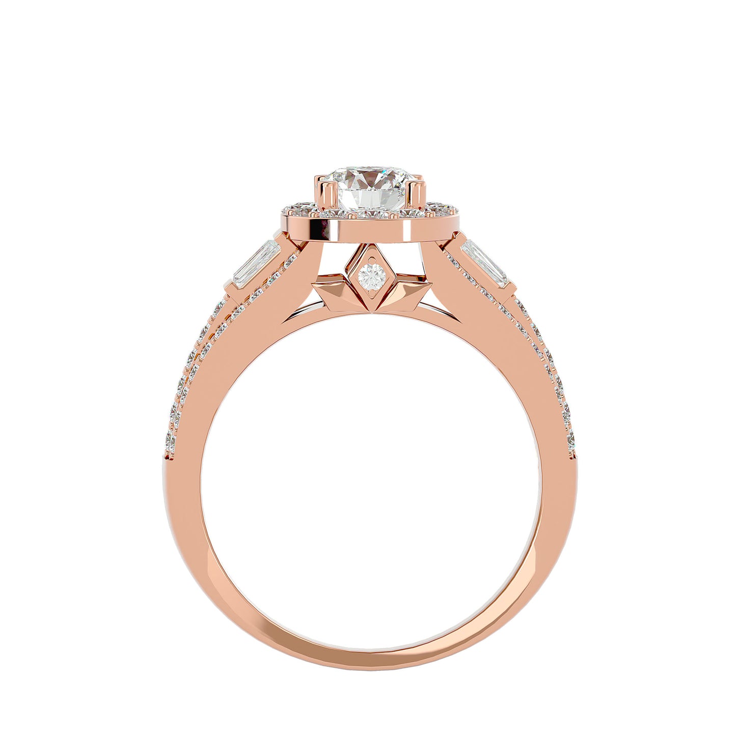 Lumière Beautiful Halo Ring- 1.49 Ct Round Diamond Gold Ring