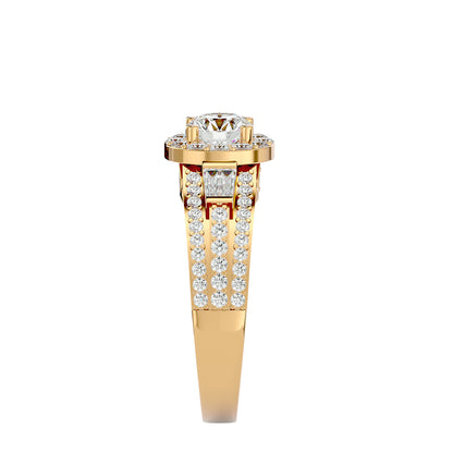 Lumière Beautiful Halo Ring- 1.49 Ct Round Diamond Gold Ring