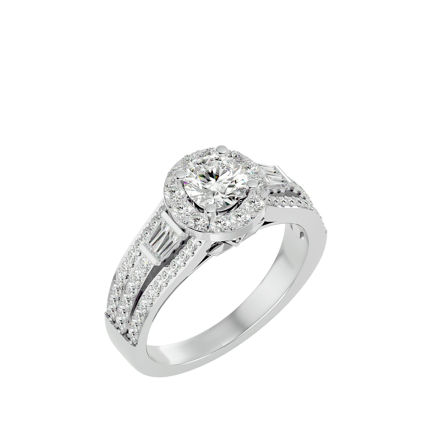 Lumière Beautiful Halo Ring- 1.49 Ct Round Diamond Gold Ring