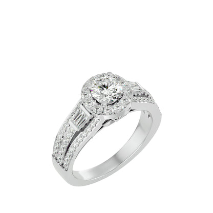 Lumière Beautiful Halo Ring- 1.49 Ct Round Diamond Gold Ring