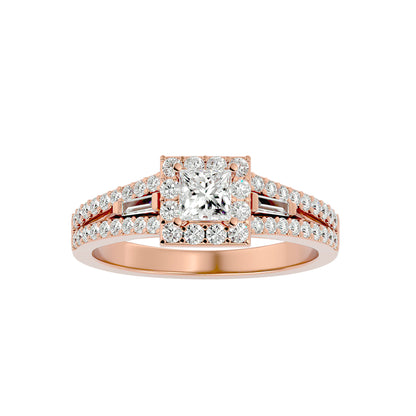 Lumière Beautiful Light Band- 0.96 Ct Round Diamond Gold Ring