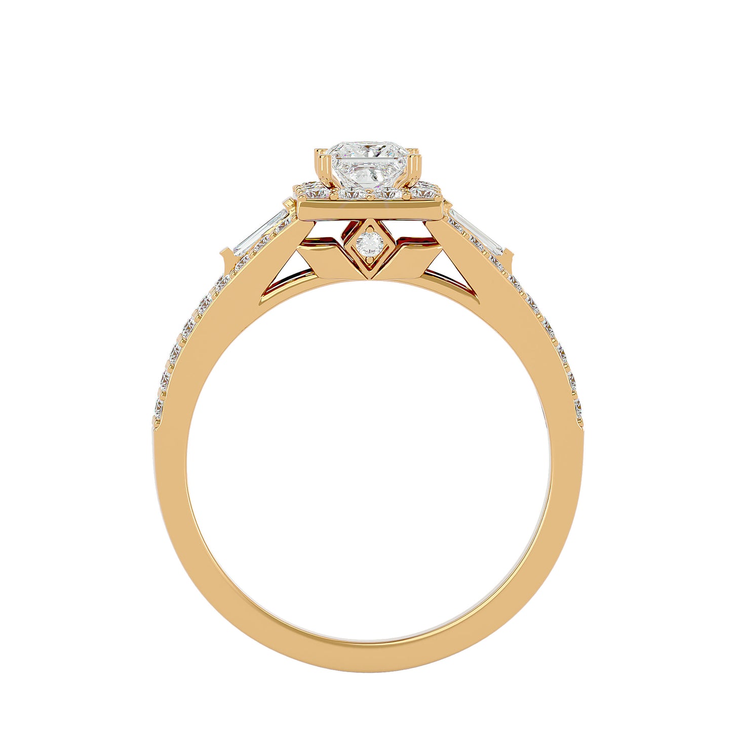 Lumière Beautiful Light Band- 0.96 Ct Round Diamond Gold Ring