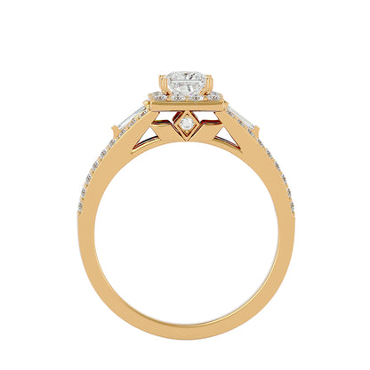 Lumière Beautiful Light Band- 0.96 Ct Round Diamond Gold Ring
