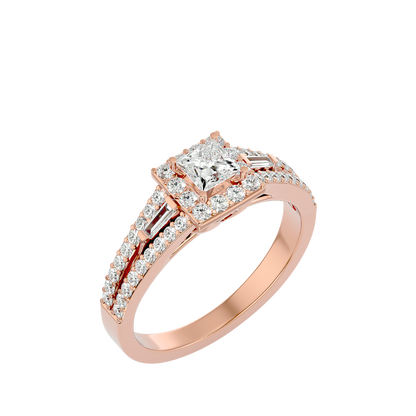 Lumière Beautiful Light Band- 0.96 Ct Round Diamond Gold Ring
