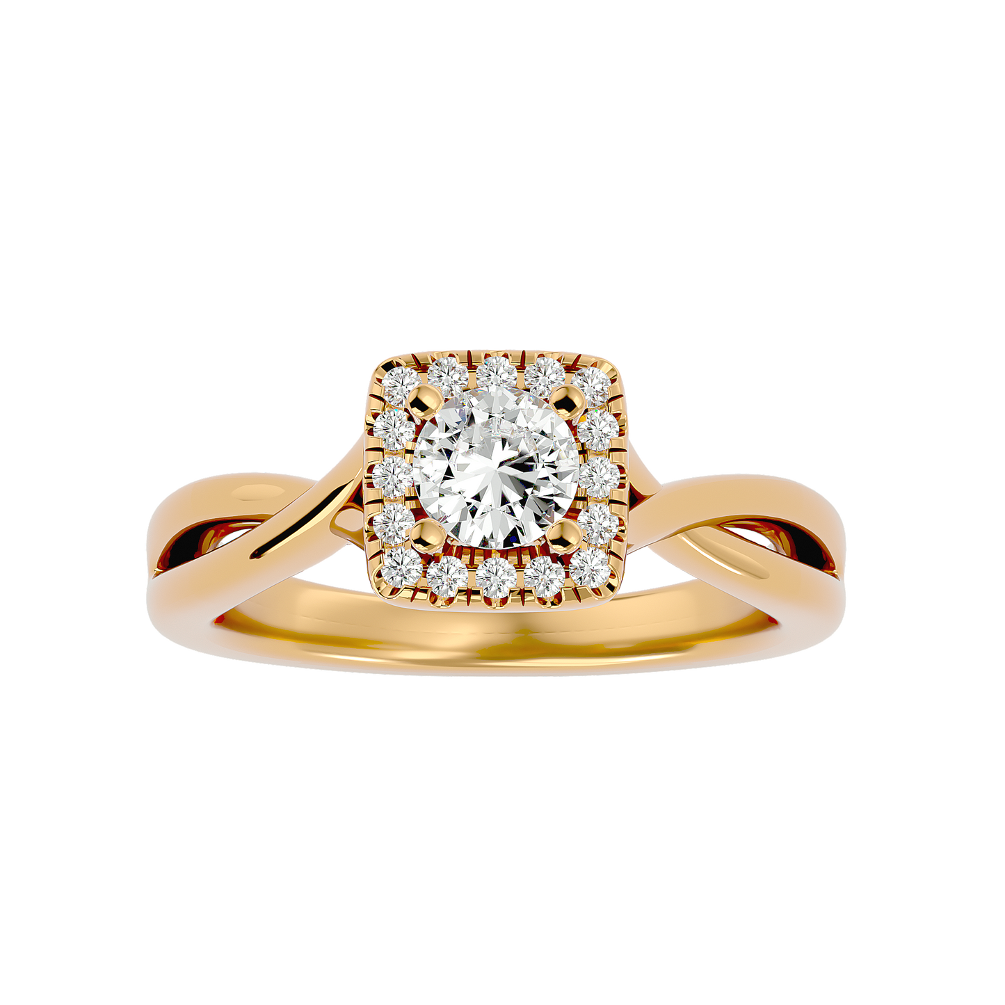 Lumière Beautiful Halo Ring- 0.87 Ct Round Diamond Gold Ring