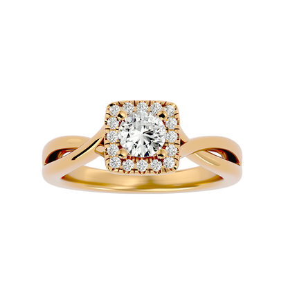 Lumière Beautiful Halo Ring- 0.87 Ct Round Diamond Gold Ring