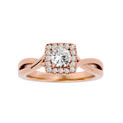 Lumière Beautiful Halo Ring- 0.87 Ct Round Diamond Gold Ring
