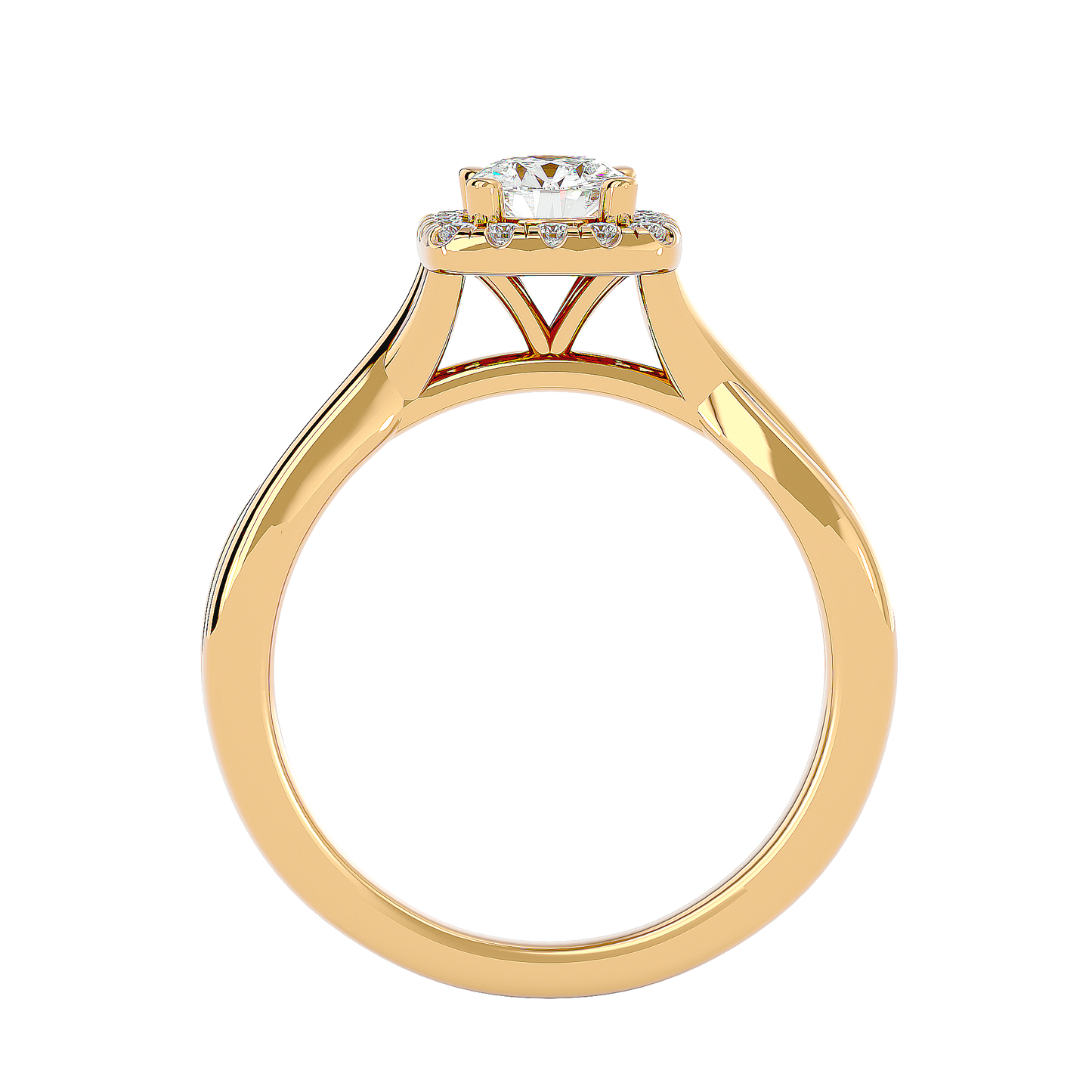 Lumière Beautiful Halo Ring- 0.87 Ct Round Diamond Gold Ring
