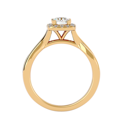 Lumière Beautiful Halo Ring- 0.87 Ct Round Diamond Gold Ring