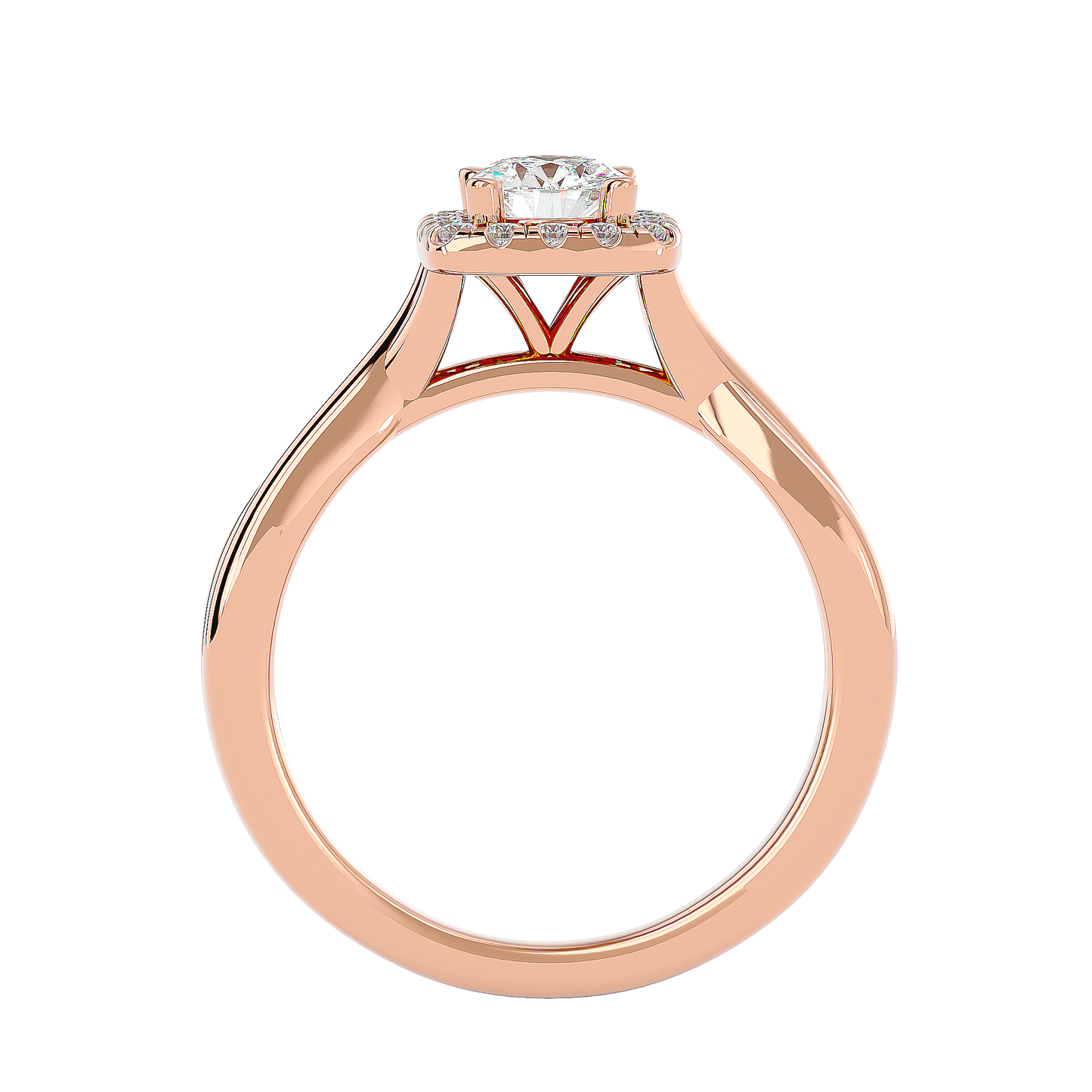 Lumière Beautiful Halo Ring- 0.87 Ct Round Diamond Gold Ring