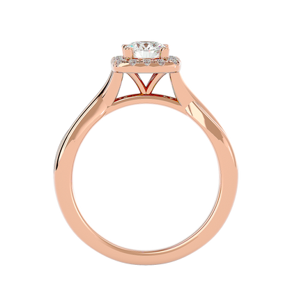 Lumière Beautiful Halo Ring- 0.87 Ct Round Diamond Gold Ring