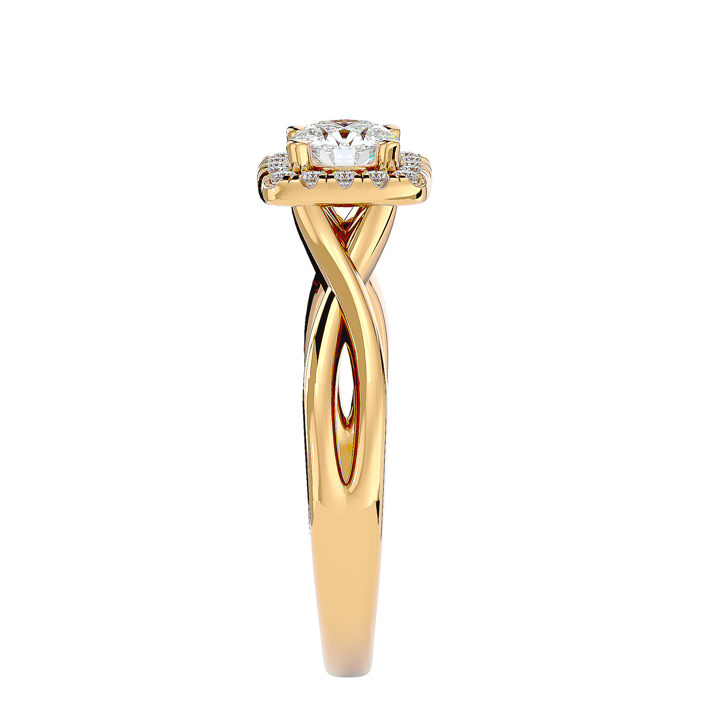 Lumière Beautiful Halo Ring- 0.87 Ct Round Diamond Gold Ring