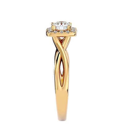 Lumière Beautiful Halo Ring- 0.87 Ct Round Diamond Gold Ring