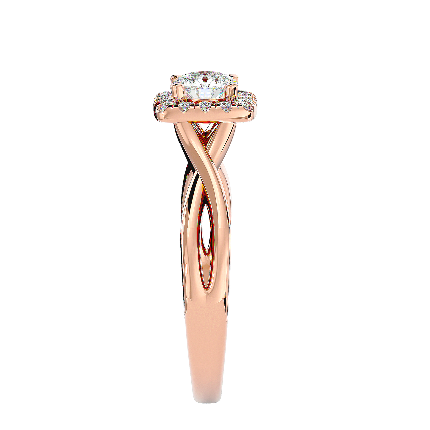 Lumière Beautiful Halo Ring- 0.87 Ct Round Diamond Gold Ring