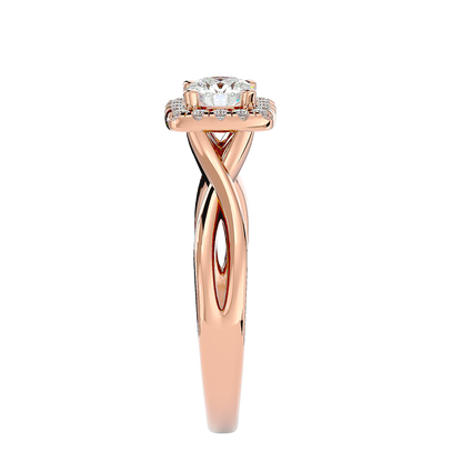 Lumière Beautiful Halo Ring- 0.87 Ct Round Diamond Gold Ring