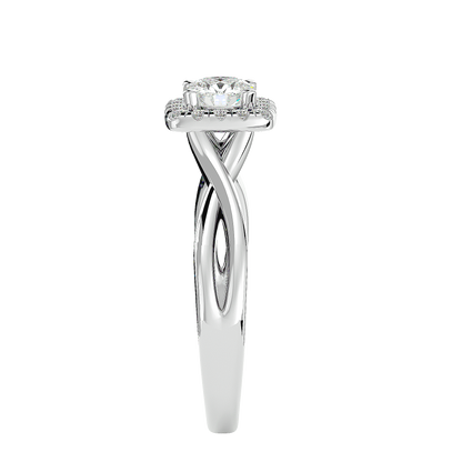Lumière Beautiful Halo Ring- 0.87 Ct Round Diamond Gold Ring