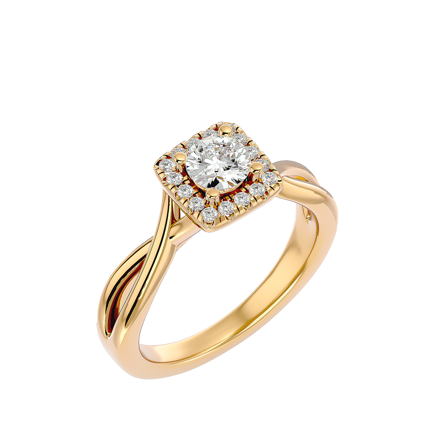 Lumière Beautiful Halo Ring- 0.87 Ct Round Diamond Gold Ring