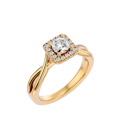 Lumière Beautiful Halo Ring- 0.87 Ct Round Diamond Gold Ring